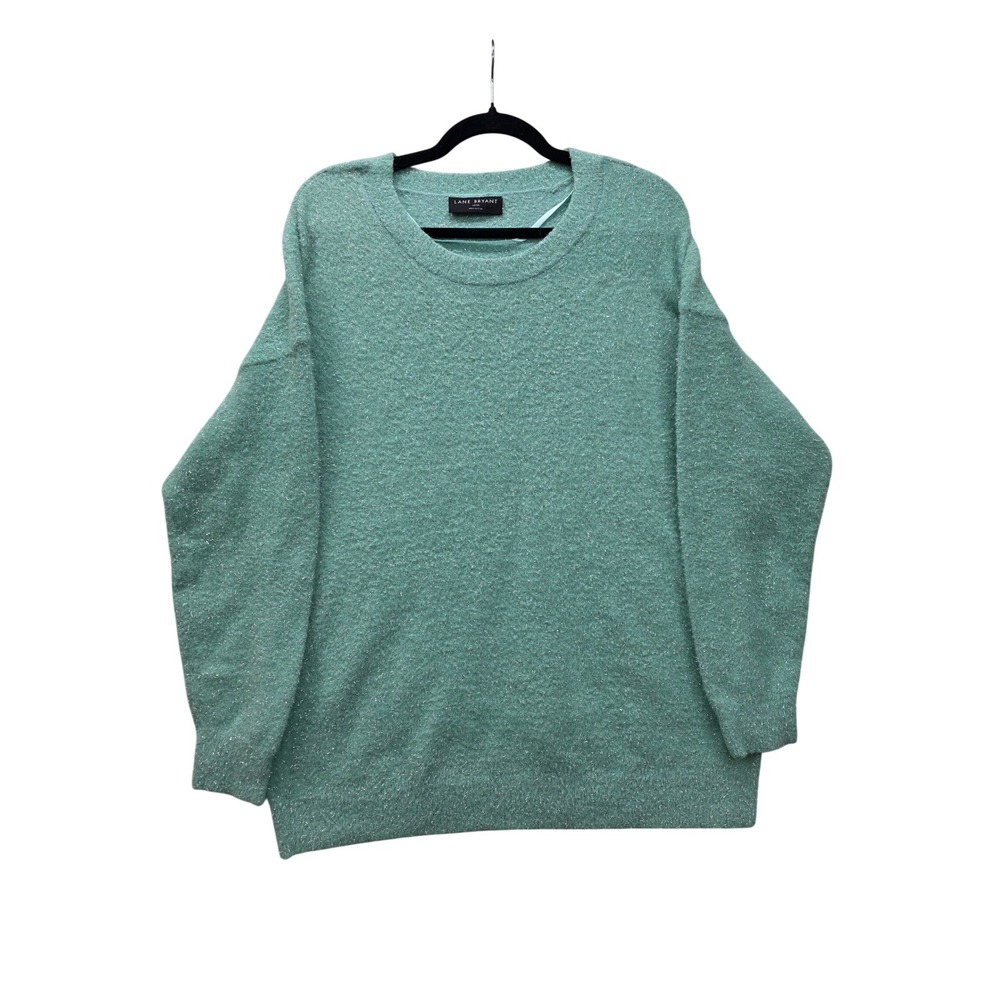 Lane Bryant Seafoam Green Metallic Sparkle Crew Neck Sweater Plus Size 18/20
